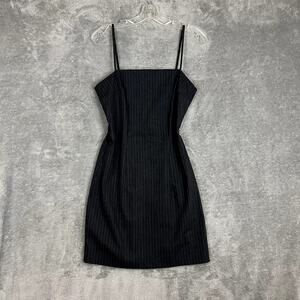 Vintage Y2K Byer Too Mini‎ Dress Womens 9 Black Pinstripe Dark Academia USA